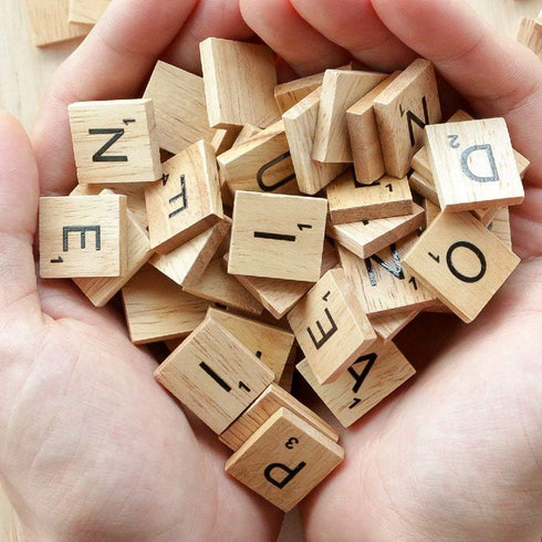 TMEEIHNSS 100Pcs (100) Wooden Alphabet Tiles Scrabble Replacement Letters for Board Games, Wedding Frame and Wall Art