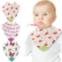 Nuby Reversible 100% Natural Cotton Muslin Teething Bib, 3 Piece Set, Pink, Aqua, Purple, Flower, Butterfly, Stripes