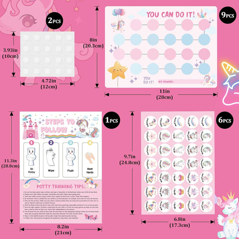 Unicorn Potty Training Chart for Toddler Girls - Potty Training Sticker Chart for Girls Potty with Sticker, Sticker