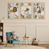 YWJKWLGS Set 3, 16x24 Inch Boho Safari Nursery Wall Art of Natural Solid Wood Framed Animal Print, Giraffe Monkey Lion