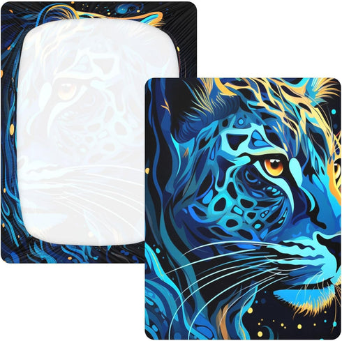 Bseiialft 52 28 Blue Cheetah Crib Sheets for Boys Girls Soft and Breathable Cotton Baby Sheets for Standard Crib