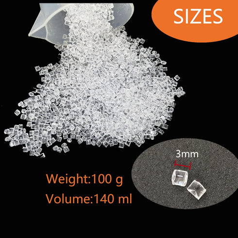 Cayway Miniature Dollhouse Fakes Ice Cubes, 100g Clear Plastic Ice Cubes for Dollhouse Kitchen Food Accessories