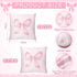 HunnmingRe Set 3 Set Baby Pink Bow Crib Bedding Pcs Crib Baby Blanket, Fitted Sheet, Pillowcase Soft Flannel Nursery