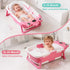 TBHAPY 0-36 Baby Bathtub,Collapsible Baby Bath Tub with Soft Cushion & Thermometer, Space Saving Foldable & Travel
