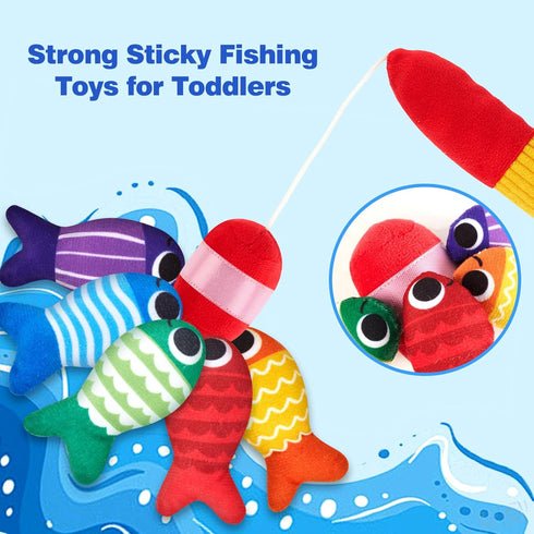 WVYXT 1-3 23 Set Toddler Montessori Toys for Year Old Boy Girl, Pcs Cloth Fishing Game with Double-Sided Mat, Learning