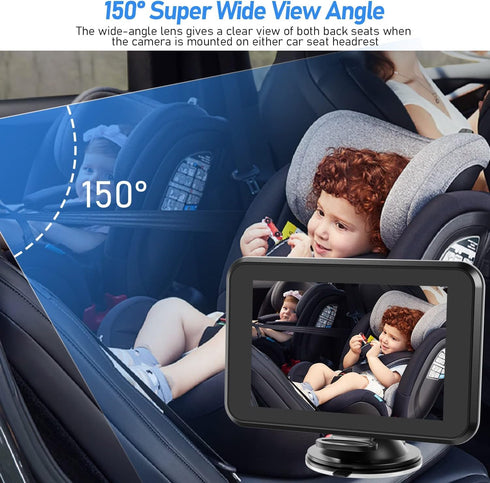 4.3" 5 Itomoro Baby Car Camera USB Plug, HD Car Baby Monitor with Camera Night Vision, Safety Seat Baby Car Mirror