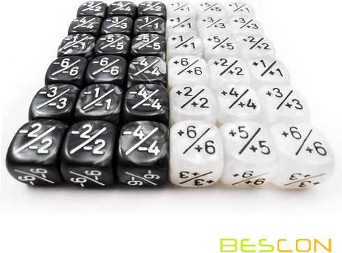 36pcs 12mm Positive and Negative Dice Counters Set, Small Token Dice for MTG, CCG, Card Games