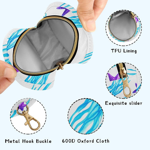 Jellyfish and Starfish Round Pacifier Storage Case with Zipper, Portable Pacifier Case for Travel, Diaper Bag & Purse