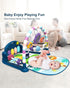dearlomum Baby Play Mat Baby Gym, Funny Play Piano Tummy Time Activity Mat with 5 Sensory Toys, Music & Lights, New Blue