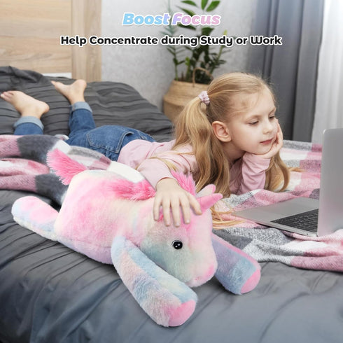 24" 4.5lbs Bobbie & Laxi & Unicorn Stuffed Animal, Sitting & Laying Weighted Stuffed Animals, Cuddly & Soft Weighted
