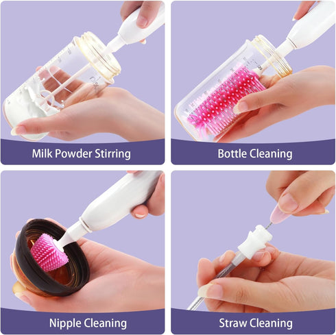 Set Electric Bottle Brush Cleaner, Portable Baby Bottle Washer, Travel Bottle Cleaner Brush with Silicone Bottle