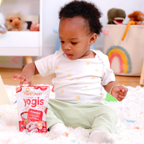 Happy Baby Organics Organic Greek Yogis Freeze-Dried Greek Yogurt & Fruit Snacks, Strawberry Banana, 1 oz Bag