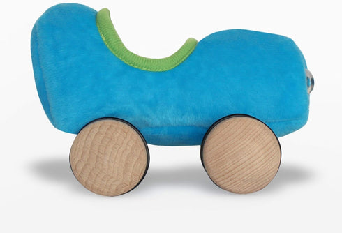 YOTTOY Richard Scarry Collection, Huckle Cat Soft Toy with Busytown Blue Car, 2 in 1 Toy