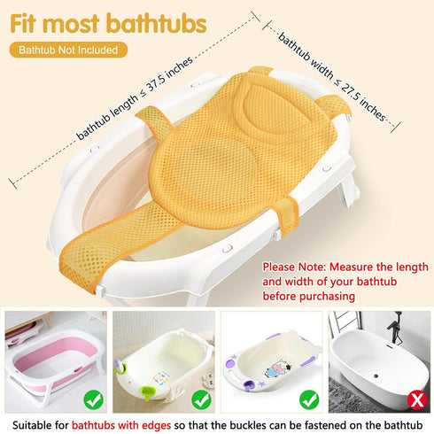 0-12 Colorlife Baby Bath Seat Support Net Infant Bathing Seat Support Mat, Adjustable Comfortable Non-Slip Five-Pointed