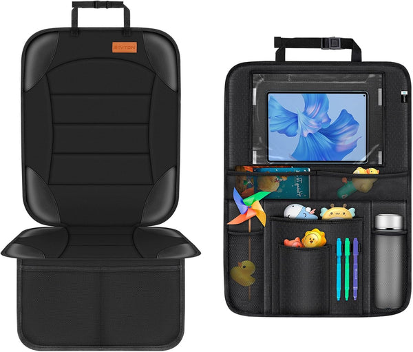 Siivton 2-in-1 Car Seat Protector & Kick Mat with iPad Holder -