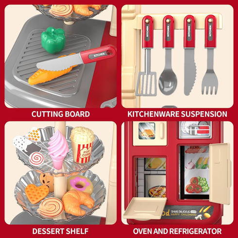 WATUDOU Playset Sets 3 4 5 6 7 8, Kids Kitchen for Toddlers Girls, Toy Kitchen Pretend Play Food Toys for Kids Girls