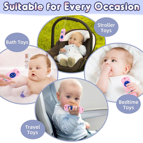 3 6 9 12 Baby Teething Relief Sensory Chew Toys for Months, Silicone Infant Teether Remote Control Bath Toy for Newborn