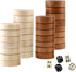 Amerous Thread Wooden Checkers Pieces with Drawstring Bag - Nature Wood Backgammon Pieces, 5 Dices Included