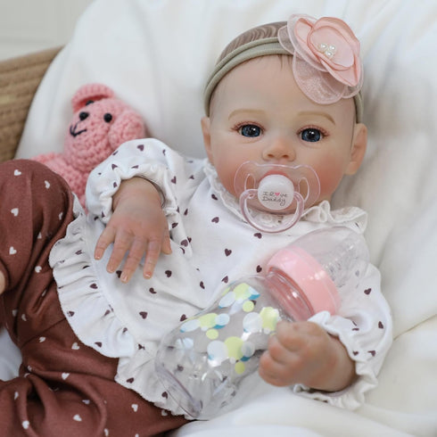 18 Inch 3+ KSBD Reborn Baby Dolls - Realistic Baby Doll Girl, Real Life Baby Dolls with Cute Soft Vinyl Body, Real Baby