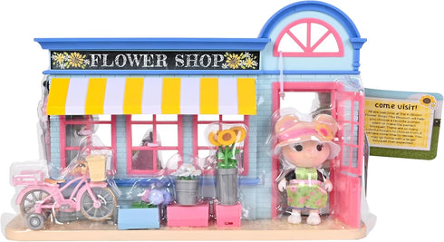 59 Honey Bee Acres in Bloom Flower Shop, Complete Dollhouse with Miniature Doll Figure, Pieces