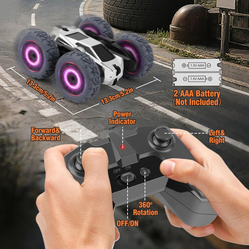 Funzooka 360-degree RC Stunt Cars Remote Control Car Double-Sided Driving Flips Rotating Car Toy