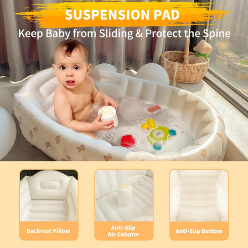 Zenflux Inflatable Baby Bathtub with Built in Pump, Collapsible Safe Baby Bathtub for Baby