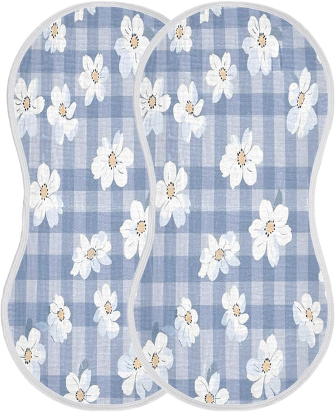 YETTASBIN Flower Plaid Muslin Baby Burp Cloth, Super Soft Absorbent Cotton Burp Rag Baby Bibs Feeding Cloth for Newborn