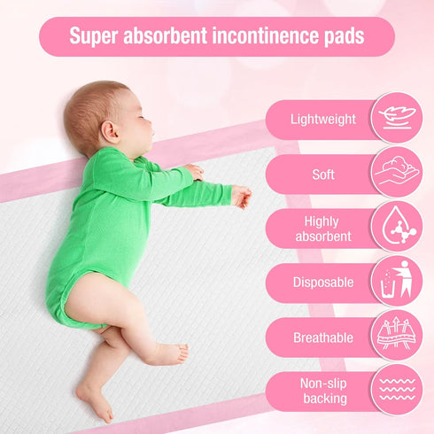 Cabaubl 100 Pack 13 x18 Disposable Changing Pads, in Baby Incontinence Changing Pads,Super Absorbent Disposable