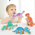 Playset 3 4 5 6 Wooden Dinosaur Blocks, Snap Together Building Toys, Dinosaur Take Apart Toy for Kids, Fine Motor Skill