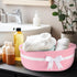 Gift Basket with Bow and Gift Bag, Simplicity Home Decor Rope Basket for Gifts, Empty Storage Basket, Pink