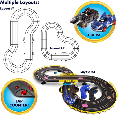NKOK Sonic & Shadow RC Slot Car Set, Counts Laps, Great for Kids, Working Lights, Ages 5 and Up
