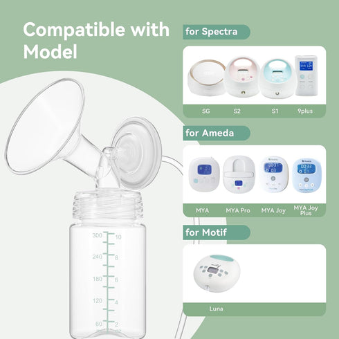 10oz Momcozy 22oz 4PCS Breastmilk Storage Bottle, Compatible with Milk Cooler & Spectra Pumps, Wide-Neck Collection