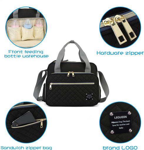 MEYTEILAY Diaper Bag Tote Baby Changing Bag Large Baby Bags for Mom Multifunction Travel Nappy BagBalck