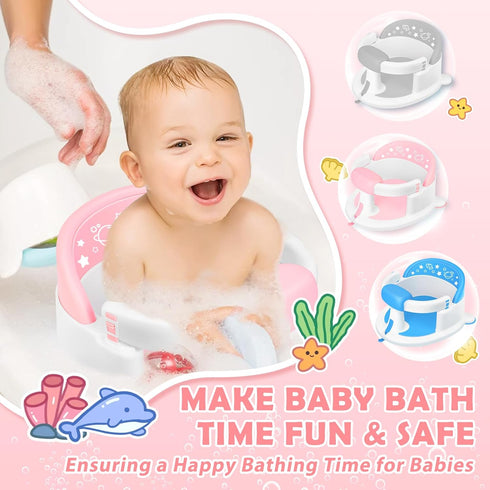 6 Baby Bath Seat for Babies Months & up,Baby Bath Seat,Non-Slip Toddler Bath Seat, Sit Up Bath Seat for Baby,Safe