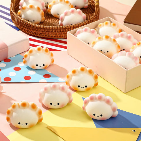 Hollowfly 20 Pcs Positive Dumpling Stress Balls Fidget Sensory Toy Emotional Relief Squeeze Stretchy Food Pierogi