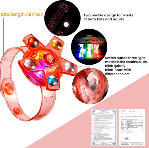 24 Pack 4-8 8-12, LED Fidget Spinner Bracelets - Glow in The Dark Party Favors for Kids Bulk Classroom Treasure Box