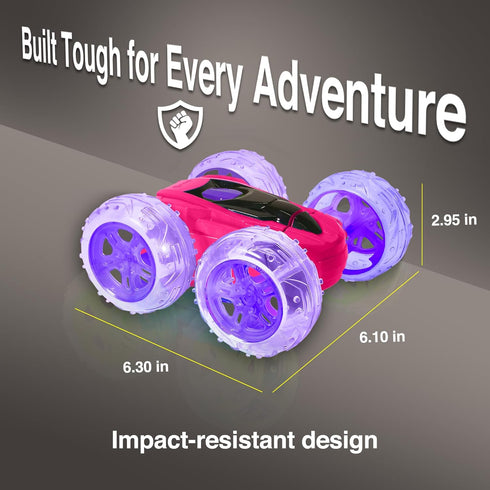 SC3 2.4GHz 4WD 360 4-12 Contixo RC Stunt Car, Pink Double-Sided Rotating flip Racer Remote Control Toy Cars with LED