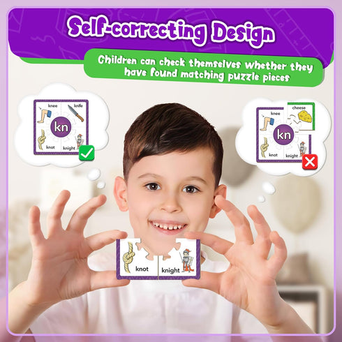 Phonics Puzzle Games, Spelling Games, Flash Cards for Toddlers, Educational Toys for Preschool Learning