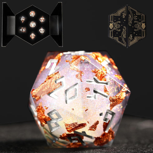HEIMDALLR Liquid Core Dice Set with First Ever LED Display Case - 7-PC Hand-Painted DND Dice Set with Gift Box