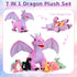 7 21.6 inch 4 2 Muiteiur Piece Dragon Stuffed Animals, Soft Plush Pink Dragon with Baby Toys and Eggs, Gift for Kids