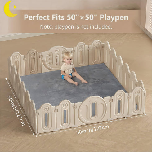 Lansber 50X 50 1.2" Thick Padded Baby Floor Play Mat Cushioned Velvet Surface Non Slip Bottom High Density Foam Safe