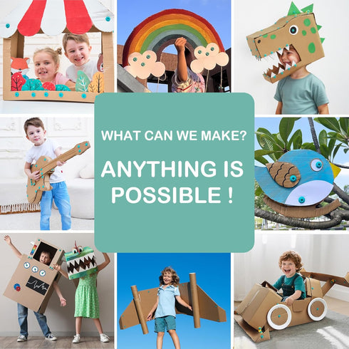 149 5+ Kizzikids Cardboard Tools for Kids with Cutter &Tool Box, PCS Cardboard Construction Kit for Family & Team