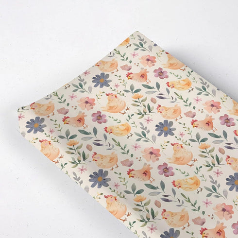 KuphiL10C Cartoon Farm Animals Chicken Flowers Floral Leaves Baby Changing Pad Cover,Unisex Farm