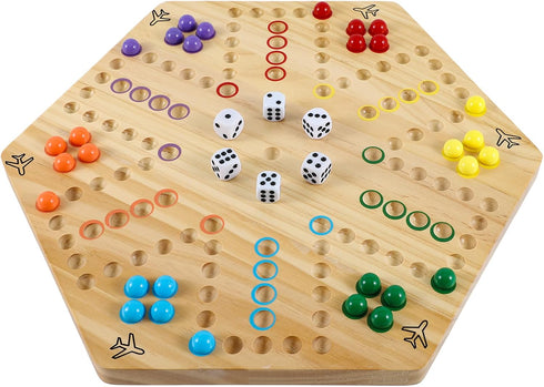 30Pcs Wahoo Board Game Replacement Marbles, 6 Colors, 6 Dices, and 1 Storage Bag for Aggravation Game (14MM)