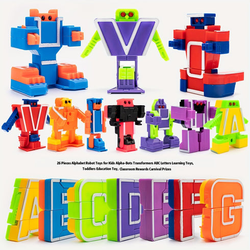 26 3-5, Pieces Alphabet Robots for Kids Alphabet Learning Toys, Alphabots Transform Letters for Educational ABC