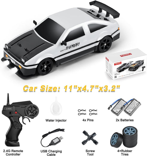 Mostop RC Drift Car 1:16, 2.4Ghz Remote Control Car with LED Light, 2 Batteries and Extra Tires for Kids Racing