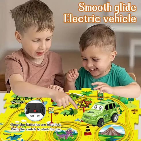 QKSKYP 2024new Set Playset, 3+, DIY Assembling Electric Trolley, Toddler Puzzle Track Play with Vehicles, Puzzle Track