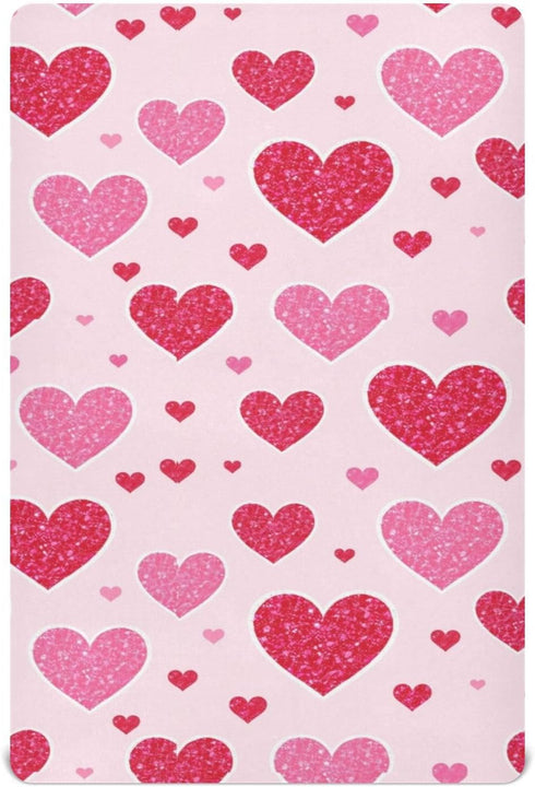 Caikeny Fitted Crib Sheet for Boys Girls Hearts Pattern Love Baby Crib Sheets