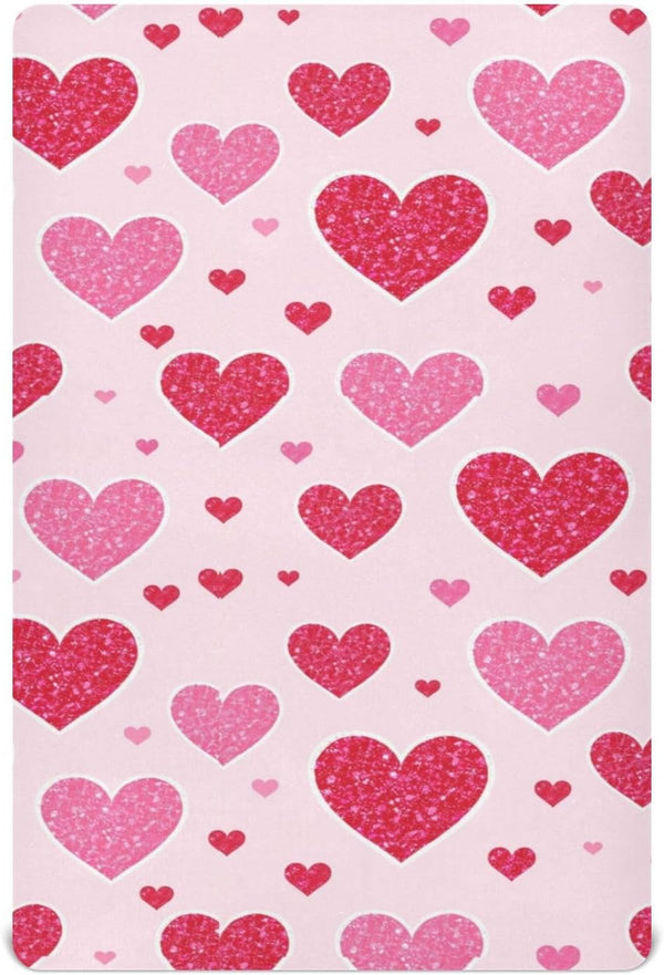 Caikeny Fitted Crib Sheet for Boys Girls Hearts Pattern Love Baby Crib Sheets