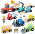 umu Construction Toy Cars 14 PCS Wooden Kids Mini Vehicles for Toddlers,